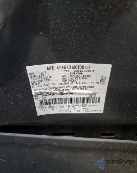 2019 Ford Explorer Platinum z USA, uszkodzony, nr VIN 1FM5K8HT7KGA73398